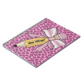 ピンクパーソナライズされたと白い弓の鉛筆 ノートブック (左側)