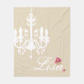 ピンクパーソナライズされたと白のシャンデリア付きの名前 フリースブランケット (正面)