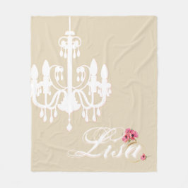 ピンクパーソナライズされたと白のシャンデリア付きの名前 フリースブランケット