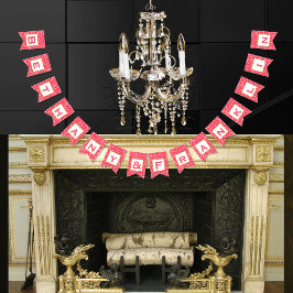 ピンクパーソナライズされたと白のドット金ゴールドトリム結婚ズ バンティングフラッグ