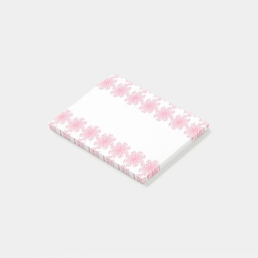 ピンクパーソナライズされたと白のフローラ ポストイット (アングル)