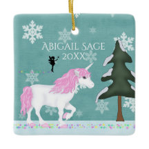 ピンクパーソナライズされたと白のユニコーンと妖精