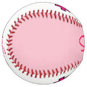 ピンクパーソナライズされたと白の女性シンボル ソフトボール (正面左)