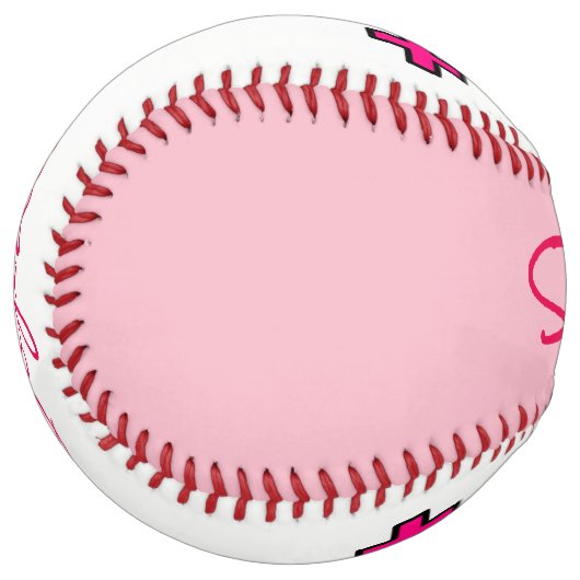 ピンクパーソナライズされたと白の女性シンボル ソフトボール (正面左)