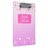 ピンクパーソナライズされたと白の星 クリップボード (右)