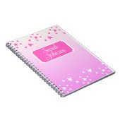 ピンクパーソナライズされたと白の星 ノートブック (右側)