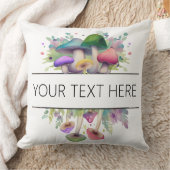 ピンクパーソナライズされたと紫のキノコテーマ クッション (ブランケット)