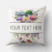 ピンクパーソナライズされたと紫のキノコテーマ クッション (正面)