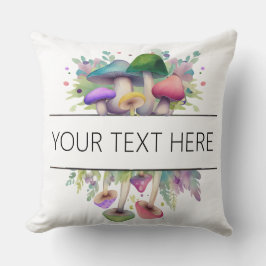 ピンクパーソナライズされたと紫のキノコテーマ クッション
