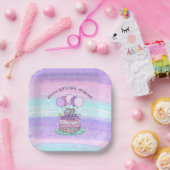 ピンクパーソナライズされたと紫のハッピーバースデー ペーパープレート (パーティー)