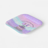 ピンクパーソナライズされたと紫のハッピーバースデー ペーパープレート (傾斜あり)