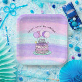 ピンクパーソナライズされたと紫のハッピーバースデー ペーパープレート (パーティー)