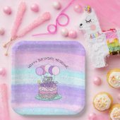 ピンクパーソナライズされたと紫のハッピーバースデー ペーパープレート (パーティー)