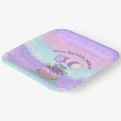 ピンクパーソナライズされたと紫のハッピーバースデー ペーパープレート (傾斜あり)