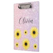 ピンクパーソナライズされたと紫のヒマワリのクリップボード クリップボード (左)