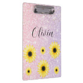 ピンクパーソナライズされたと紫のヒマワリのクリップボード クリップボード (右)