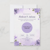 ピンクパーソナライズされたと紫のフローラフォト結婚ズ 招待状 (正面)