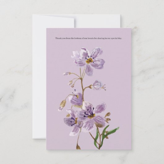 ピンクパーソナライズされたと紫のフローラフォト結婚ズ 招待状 (裏面)