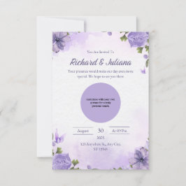 ピンクパーソナライズされたと紫のフローラフォト結婚ズ 招待状