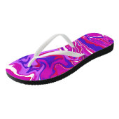 ピンクパーソナライズされたと紫の大理石渦巻き ビーチサンダル (アングル)