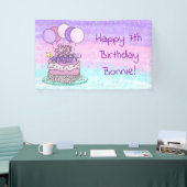 ピンクパーソナライズされたと紫の少女の誕生日パーティー 横断幕 (トレードショー)