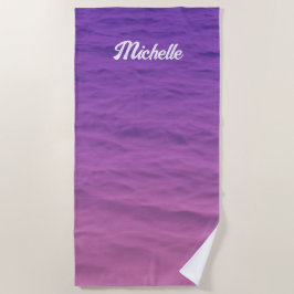 ピンクパーソナライズされたと紫の海 ビーチタオル