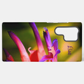 ピンクパーソナライズされたと紫の花サムスンケース SAMSUNG GALAXYケース (裏面横)