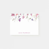 ピンクパーソナライズされたと薄紫の水彩甘いエンドウ ポストイット (正面)