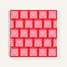 ピンクパーソナライズされたと赤いハートブロックの仕訳帳 ノートブック