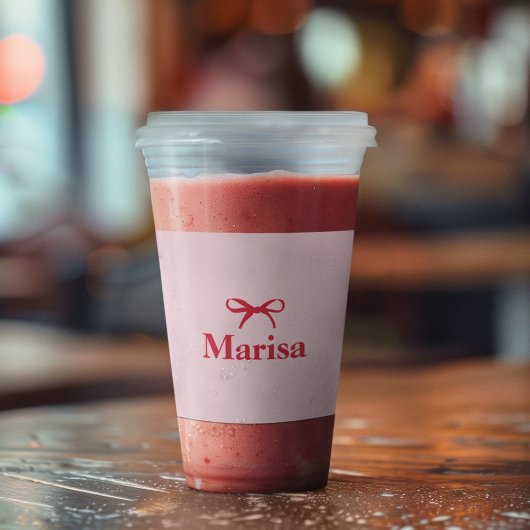 ピンクパーソナライズされたと赤の弓の名前 アクリルタンブラー