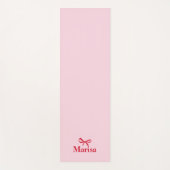 ピンクパーソナライズされたと赤の弓の名前 ヨガマット (正面)