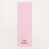 ピンクパーソナライズされたと赤の弓の名前 ヨガマット (裏面)