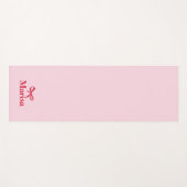 ピンクパーソナライズされたと赤の弓の名前 ヨガマット (正面(横))