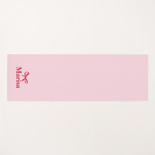 ピンクパーソナライズされたと赤の弓の名前 ヨガマット (正面(横))