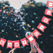 ピンクパーソナライズされたと金ゴールドドットパテ結婚ン バンティングフラッグ