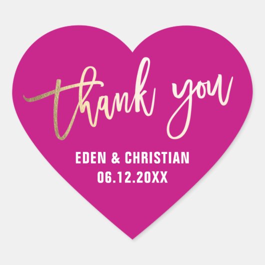 ピンクパーソナライズされたと金ゴールド ハートシール (正面)