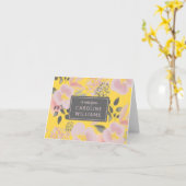 ピンクパーソナライズされたと黄色の花柄 カード (黄色い花)