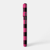 ピンクパーソナライズされたと黒のバッファローのプレイド iPhone 16ケース (左側面)