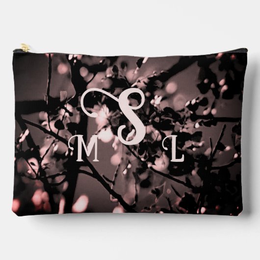 ピンクパーソナライズされたと黒の抽象芸術植物学 アクセサリーポーチ (正面)