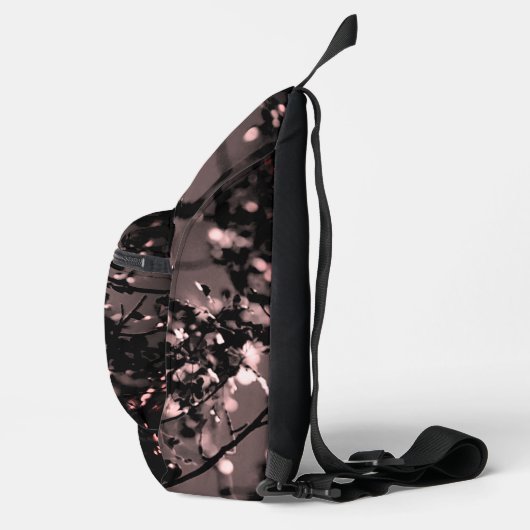 ピンクパーソナライズされたと黒の植物学抽象芸術 スリングバッグ (右)
