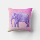 ピンクパーソナライズされたに紫の水彩象 クッション (裏面)