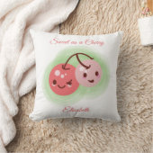 ピンクパーソナライズされたのかわいいさくらんぼ クッション (ブランケット)