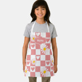 ピンクパーソナライズされたのエプ市松模様にロン エプロン (インサイチュ)