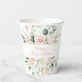 ピンクパーソナライズされたのエレガントフローラ 紙コップ (裏面)