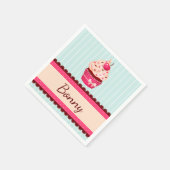 ピンクパーソナライズされたのカップケーキミントブルー背景 スタンダードカクテルナプキン (角)