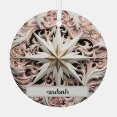 ピンクパーソナライズされたのクリスマススターオーナメント ガラスオーナメント (裏面)