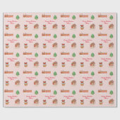 ピンクパーソナライズされたのクリスマスラッピング紙 ラッピングペーパー (フラット)