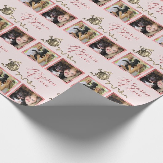 ピンクパーソナライズされたのクリスマス ラッピングペーパー (角)