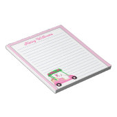 ピンクパーソナライズされたのゴルフカート名が並ぶ ノートパッド (アングル)