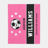 ピンクパーソナライズされたのサッカー選手の名前 フリースブランケット (正面)